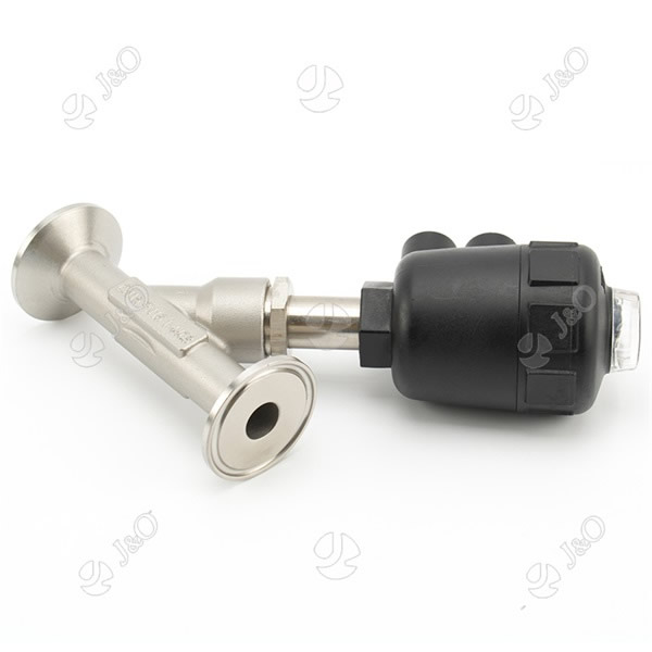 Pneumatic Stainless Steel Tri Clamp Angle Seat Valve With Plastic Actuator