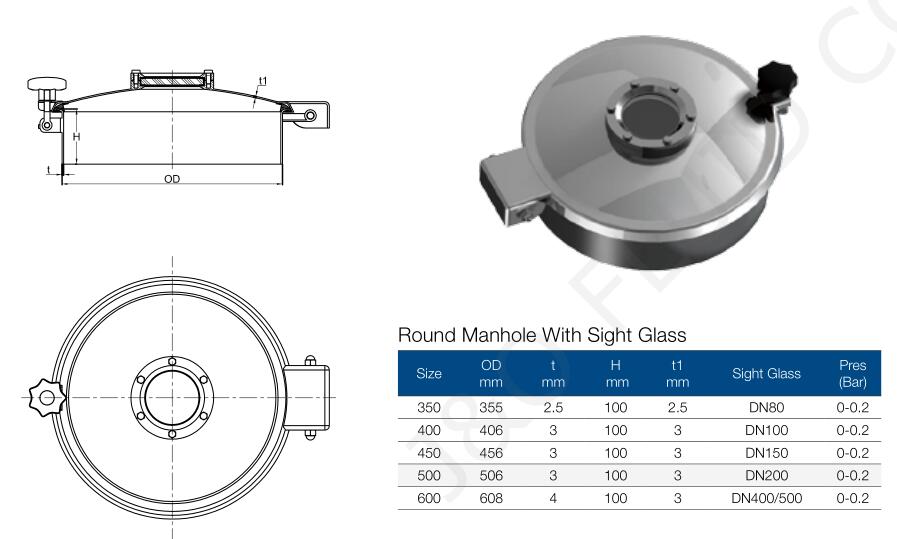 Round Manhole With Sight Glass Parameter