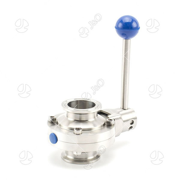 Sanitary Stainless Steel Clamped Butterfly Valve With Square Pull Handle