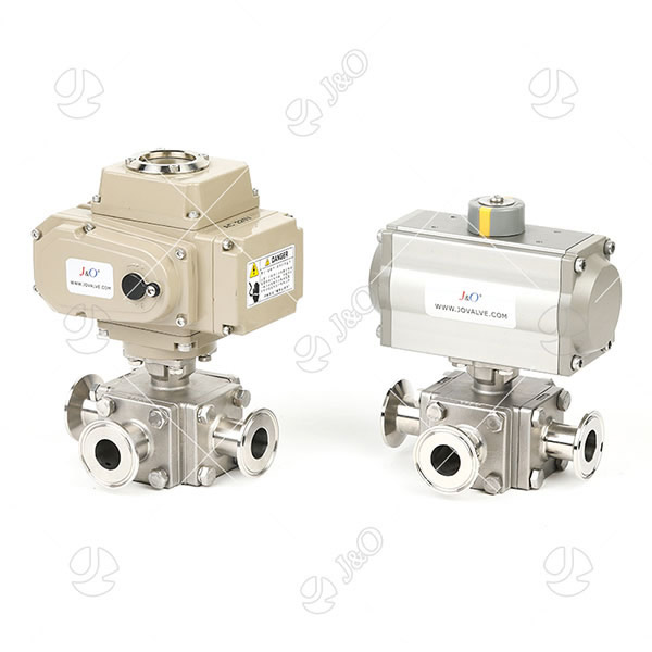 Sanitary Stainless Steel Pneumatic Electric 3 Way Ball Valve
