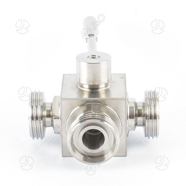 Sanitary Stainless Steel Square Thread Male Three Way Ball Valve