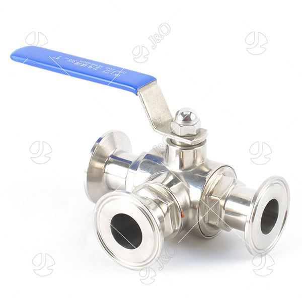 Sanitary Stainless Steel Tri Clamp Clamped 3 Way Ball Valve