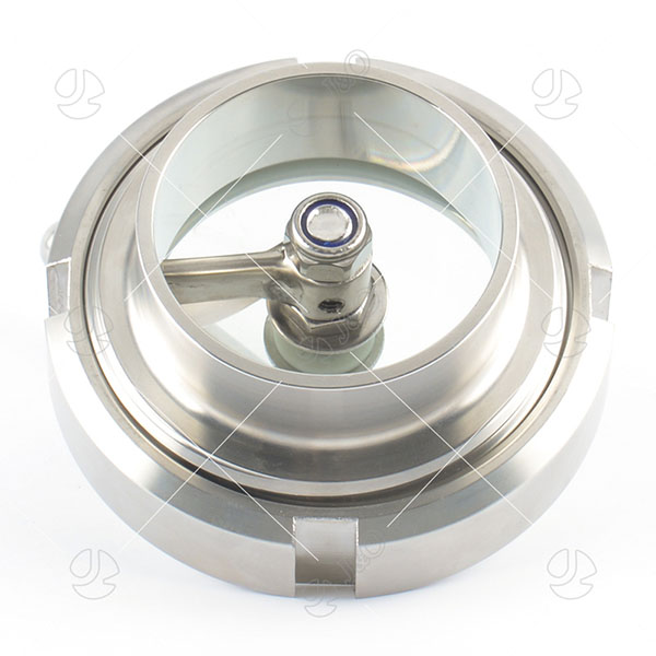 Stainless Steel Hygienic Union Type Sight Glass With Manual Wiper
