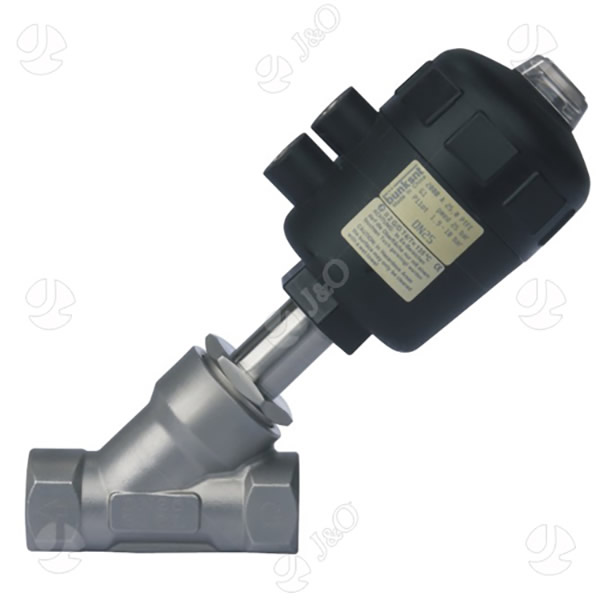 Stainless Steel Pneumatic Thread Female Angle Seat Valve With Plastic Actuator
