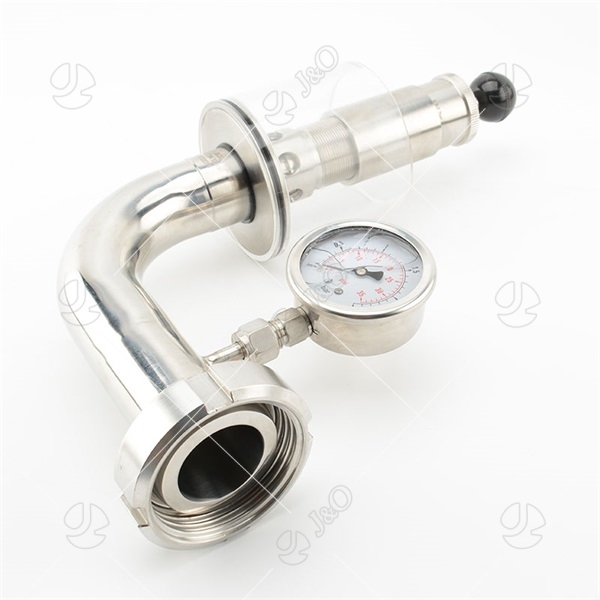 Sanitary Stainless Steel Exhaust Valve With Pressure Guage Union End