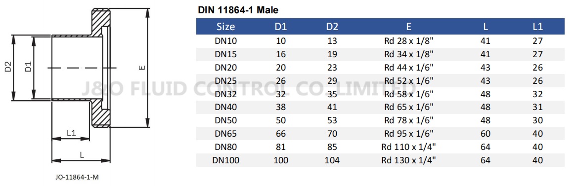 DIN 11864-1 Aseptic Male