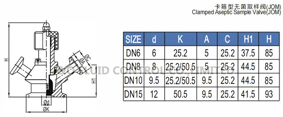 Hygienic Stainless Steel Aseptic Sampling Valve