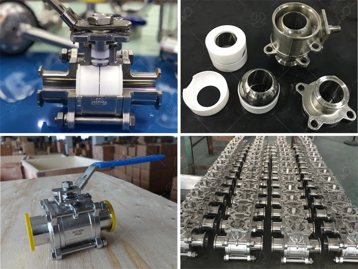 Sanitary Stainless Steel Hygienic Welding Cavity Filled Seat FDA Three-Piece Ball Valve, ISO5211 Mounting Pad