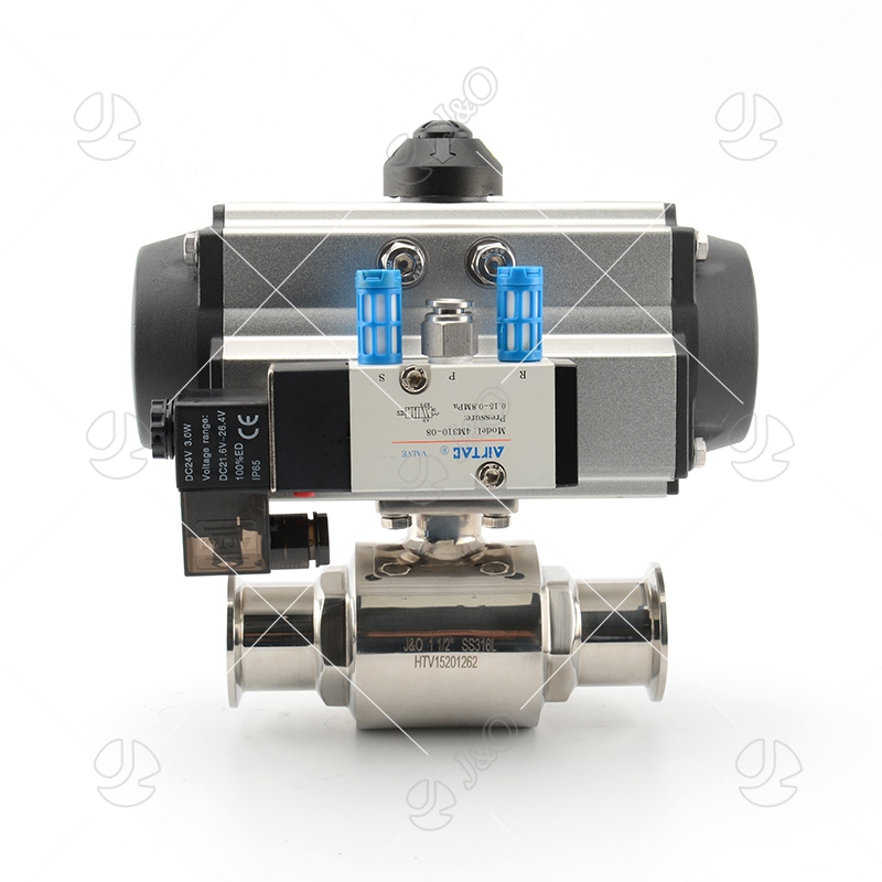 Stainless Steel Pneumatic 3-Way Ball Valve With Solenoid Valve