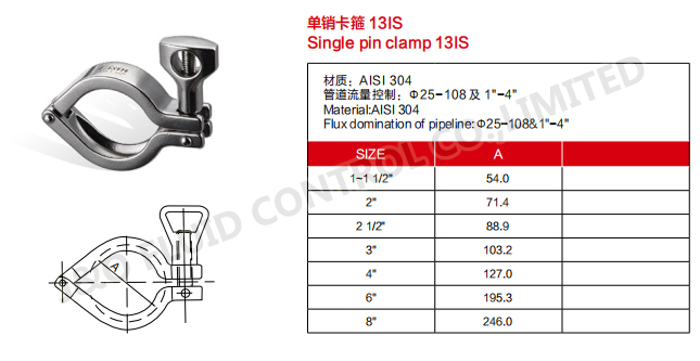 Sanitary Stainless Steel 13IS I-Line Clamp