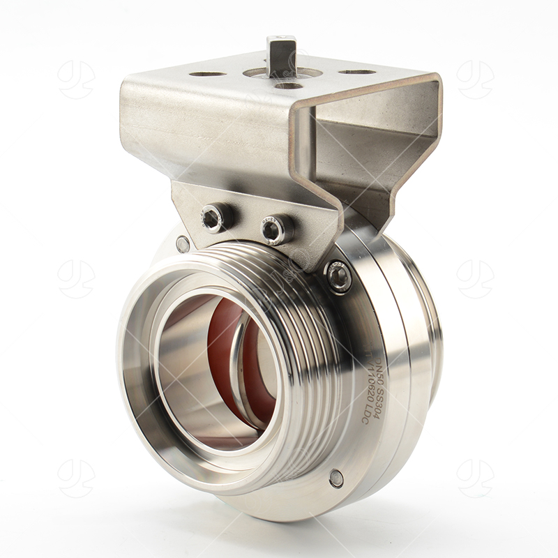 DIN Sanitary Stainless Steel Thread Butterfly Valve With Bracket