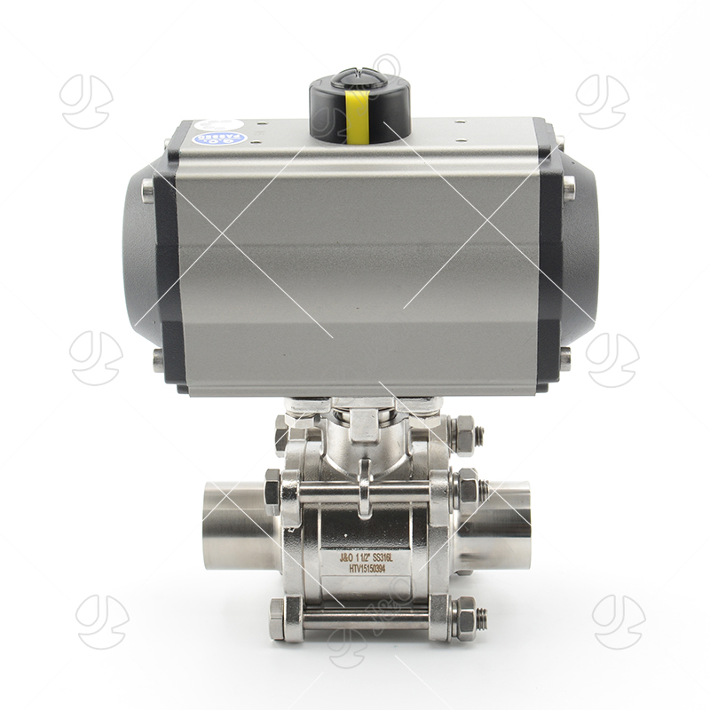Sanitary Stainless Steel Pneumatic Encapsulated Welded Three Pieces Ball Valve