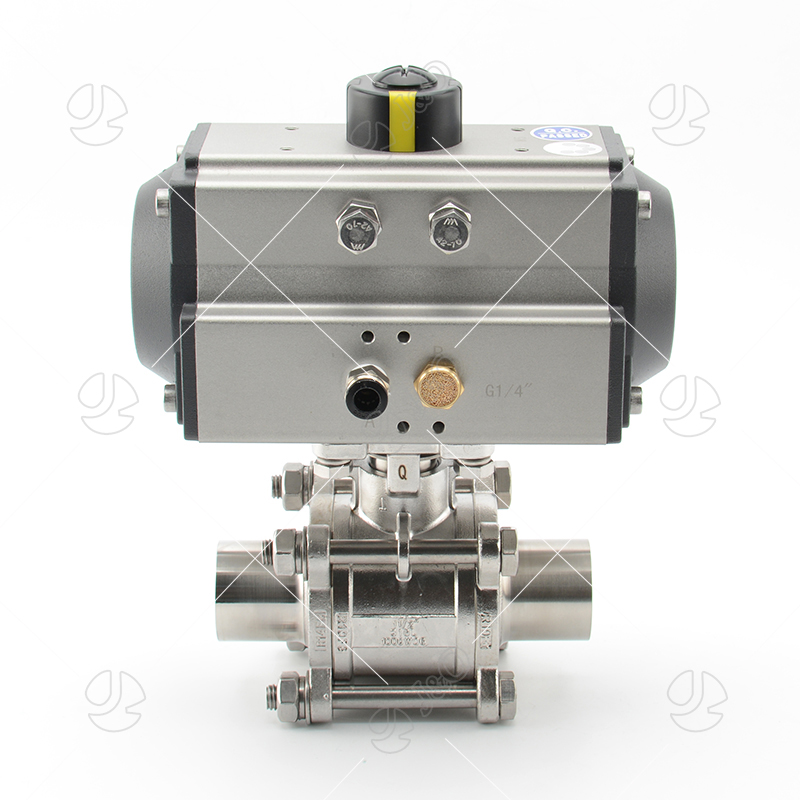Sanitary Stainless Steel Pneumatic Encapsulated Welded Three Pieces Ball Valve