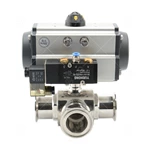 Stainless Steel Hygienic 3-Way Ball Valve With Solenoid Valve