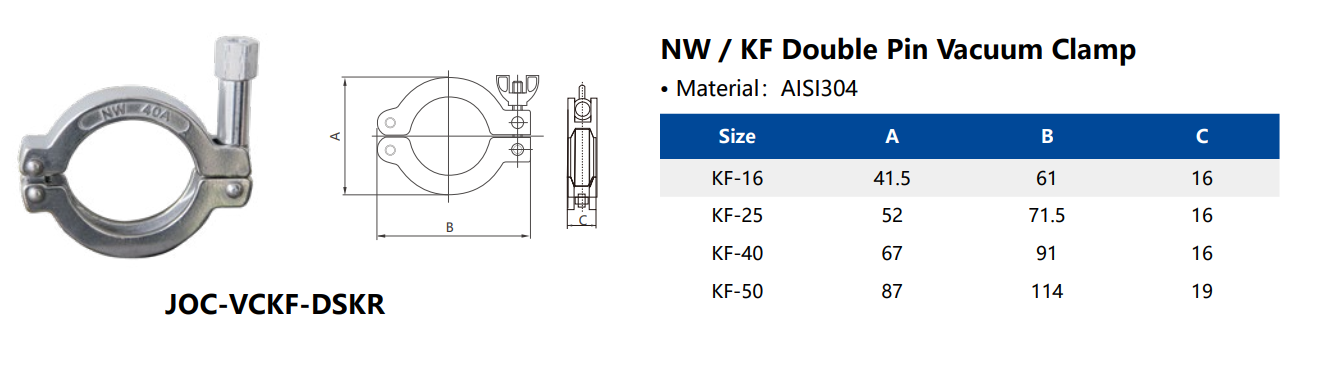 KF Double Pin Vacuum Clamp