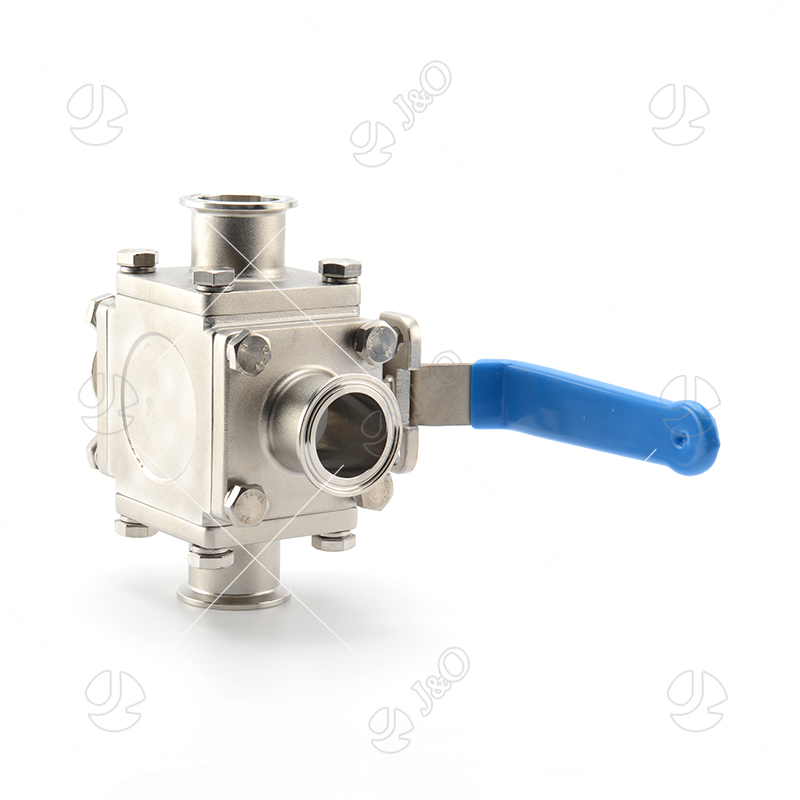Sanitary Stainless Steel Encapsulated Clamped Four Ways Ball Valve