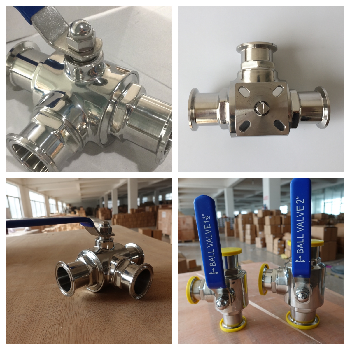 Sanitary Stainless Steel Auto Three Way Clamped Fixed Ball Valve