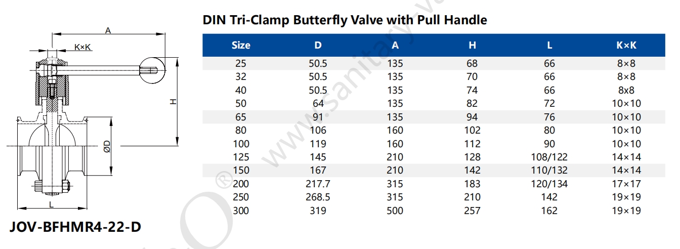 Sanitary Stainless Steel Tri Clamp Butterfly Valve With Pull Handle