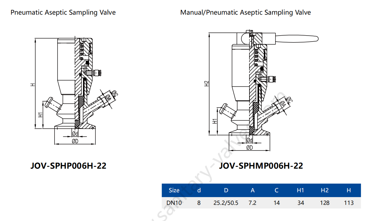 Sanitary Stainless Steel Manual And Pneumatic Aseptic Sampling Valve