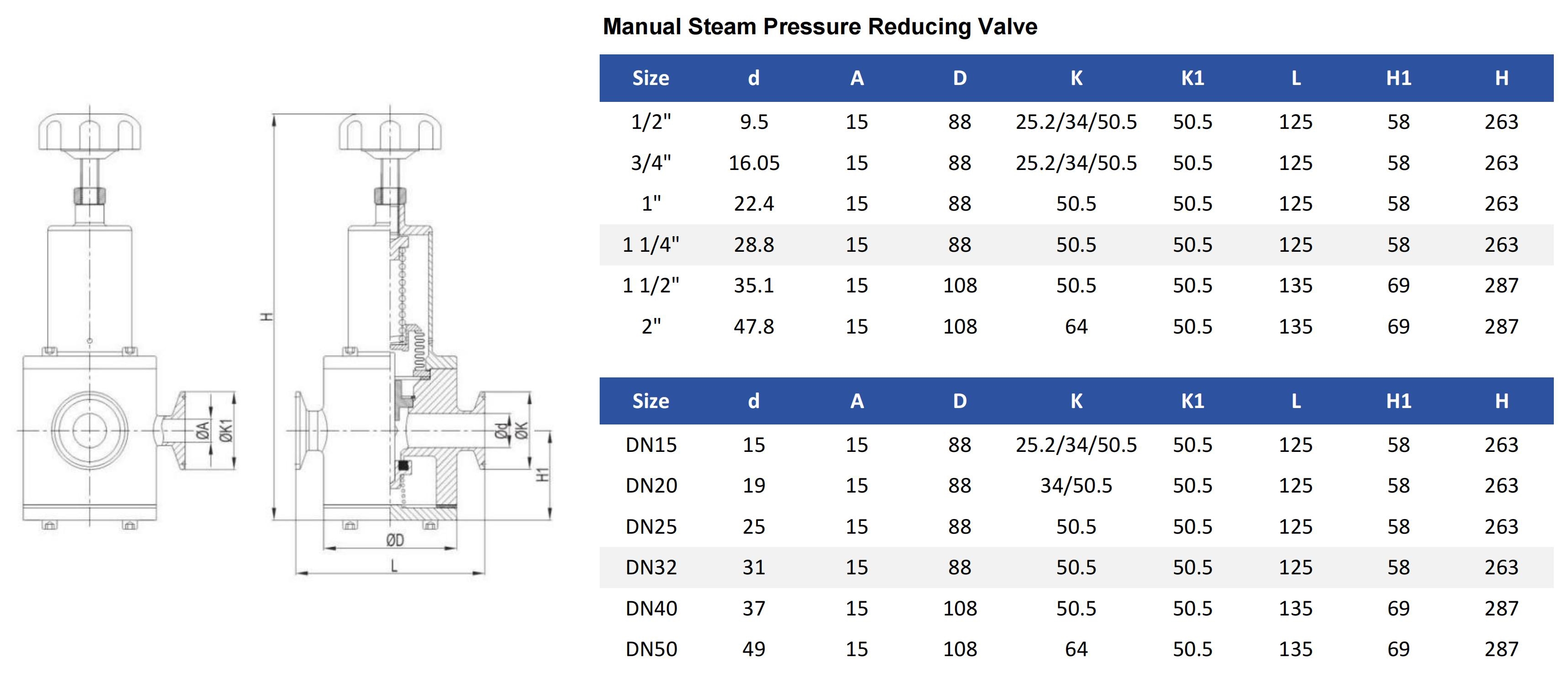 Sanitary Stainless Steel Clamped Steam Pressure Reducing Valve