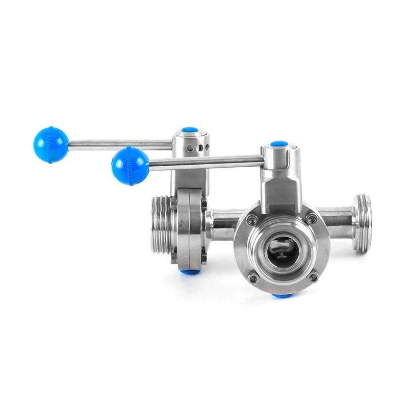 Sanitary Stainless Steel 3 Way Butterfly Valve