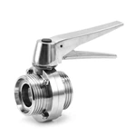 Sanitary Stainless Steel Thread Male Butterfly Valve With 12 Positions Grippper Handle