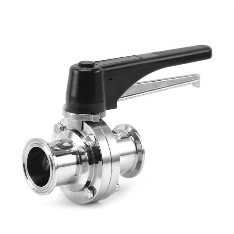 Sanitary Stainless Steel Hygienic Korea 1S 2S 3S 4S Tri-Clamp Butterfly Valve, 12 Positions Plastic Gripper Handle