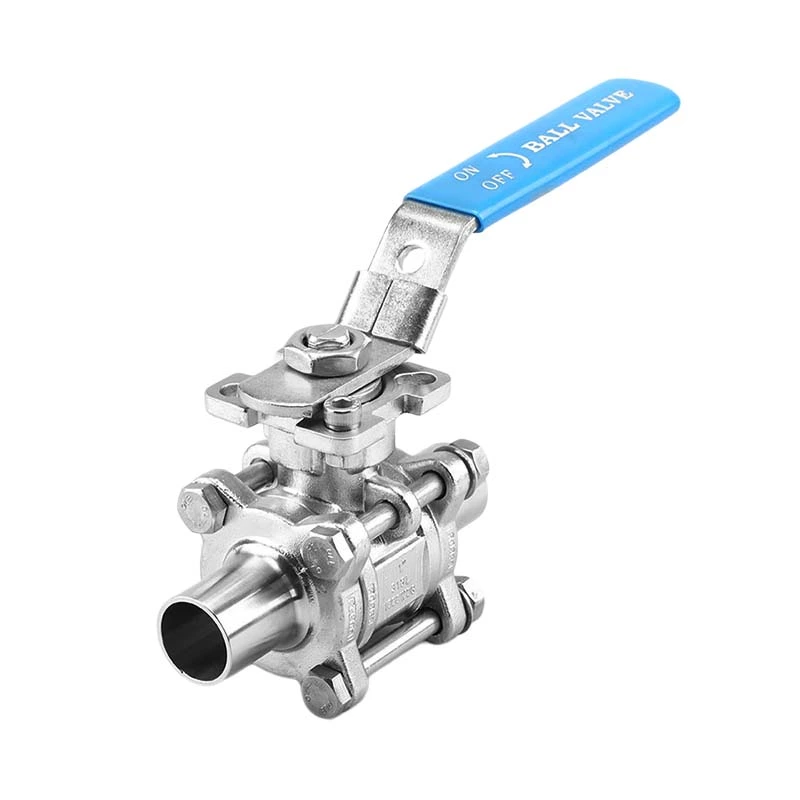 Sanitary 3 PCS Welded Encapsulated Seal High Platform Ball Valve