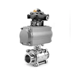 Hygienic Stainless Steel Encapsulated Pneumatic Tri-Clamp 3 PCS Ball Valve