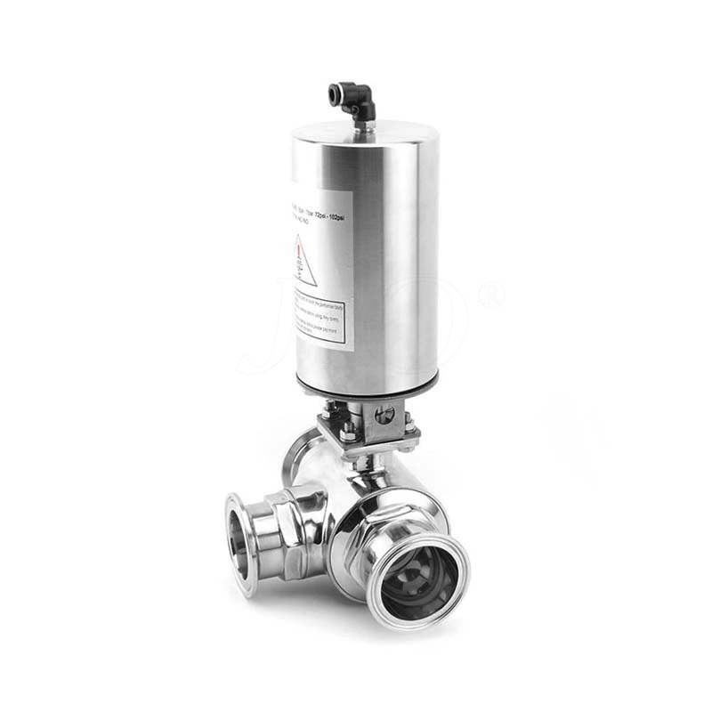 Pneumatic Sanitary Stainless Steel 3 Way Clamped Ball Valve