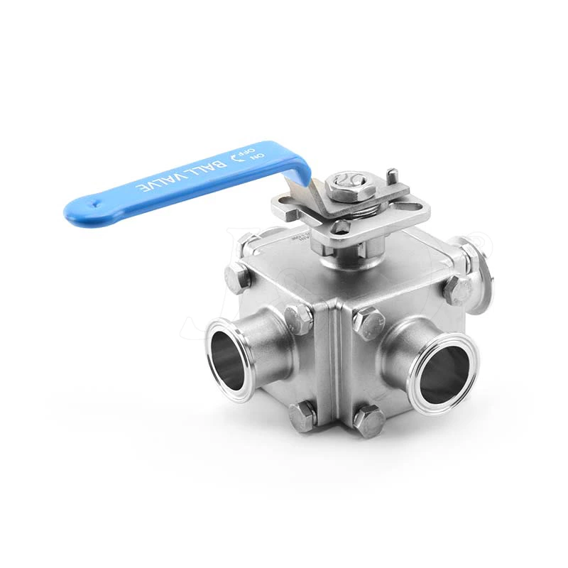 Sanitary Stainless Steel Encapsulated Clamped Four Ways Ball Valve