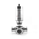 Pneumatic Sanitary Stainless Steel 3 Way Clamped Ball Valve