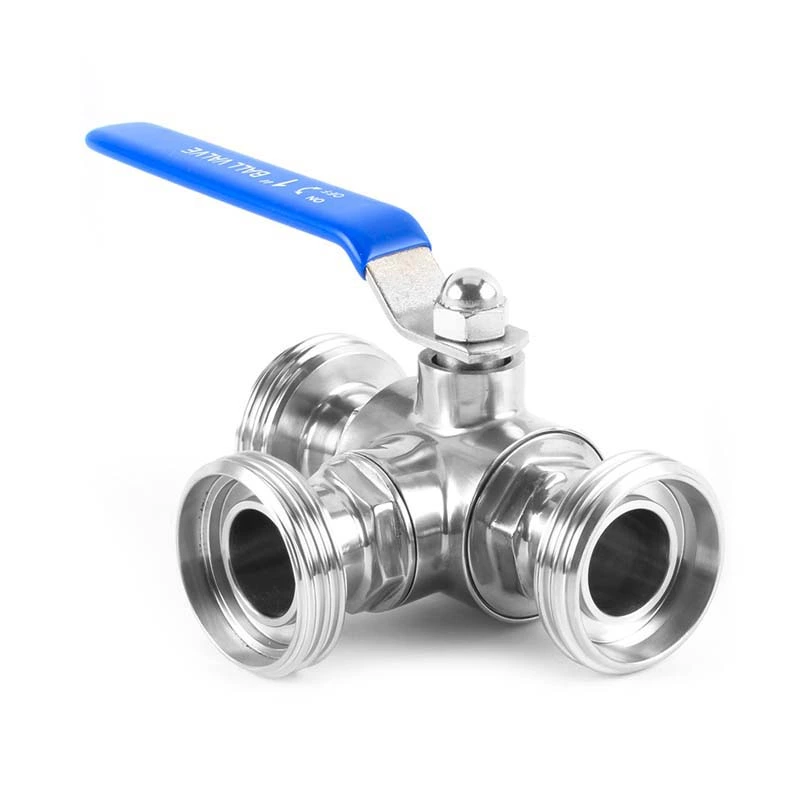 Sanitary Stainless Steel Male Thread 3 Way Ball Valve