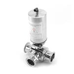 Pneumatic Sanitary Stainless Steel 3 Way Clamped Ball Valve