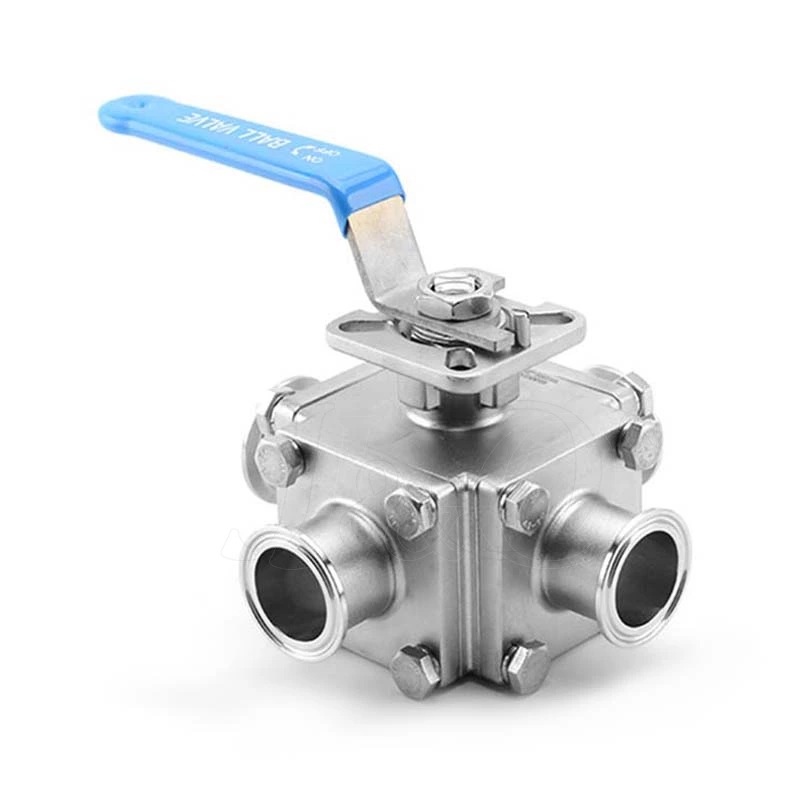 Sanitary Stainless Steel Encapsulated Clamped Four Ways Ball Valve