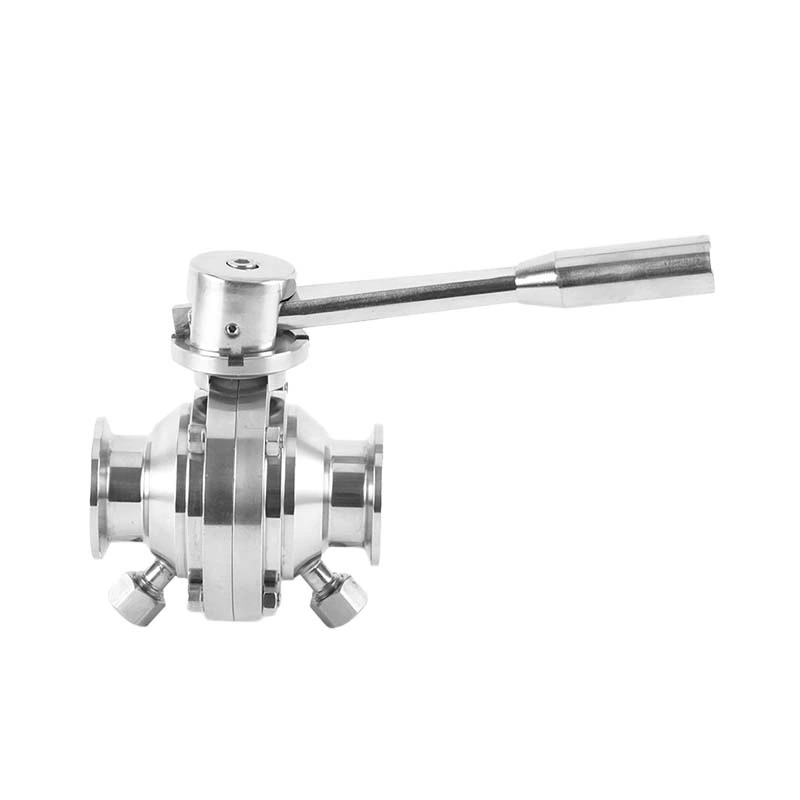 Sanitary Stainless Steel Hygienic Tri-clamp CIP Cleaning Butterfly Type Ball Valve