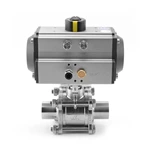 Sanitary Stainless Steel Pneumatic Encapsulated Welded Three Pieces Ball Valve