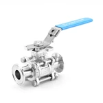 Sanitary 3 PCS Tri-Clamp Hygienic Encapsulated Seal High Platform Ball Valve