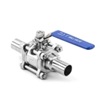 Hygienic Stainless Steel Encapsulated Seal FDA Pharmacy Butt-Weld 3 PCS Non-Retention Ball Valve