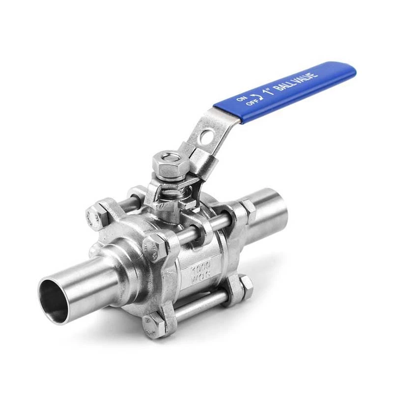 Hygienic Stainless Steel Encapsulated Seal FDA Pharmacy Butt-Weld 3 PCS Non-Retention Ball Valve