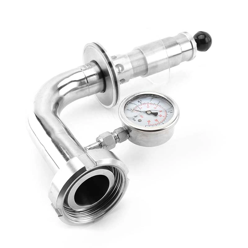 Sanitary Stainless Steel Exhaust Valve With Pressure Guage Union End