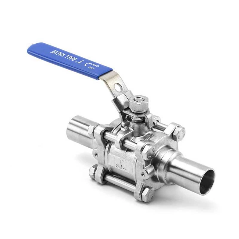 Hygienic Stainless Steel Encapsulated Seal FDA Pharmacy Butt-Weld 3 PCS Non-Retention Ball Valve