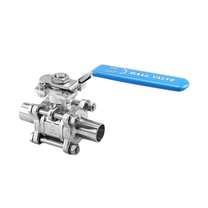 Sanitary 3 PCS Welded Encapsulated Seal High Platform Ball Valve