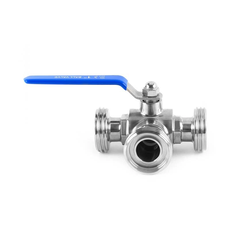 Sanitary Stainless Steel Male Thread 3 Way Ball Valve