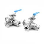 Sanitary Manual 3 Way T/L TC Clamp Ball Valve With Mounting Pad