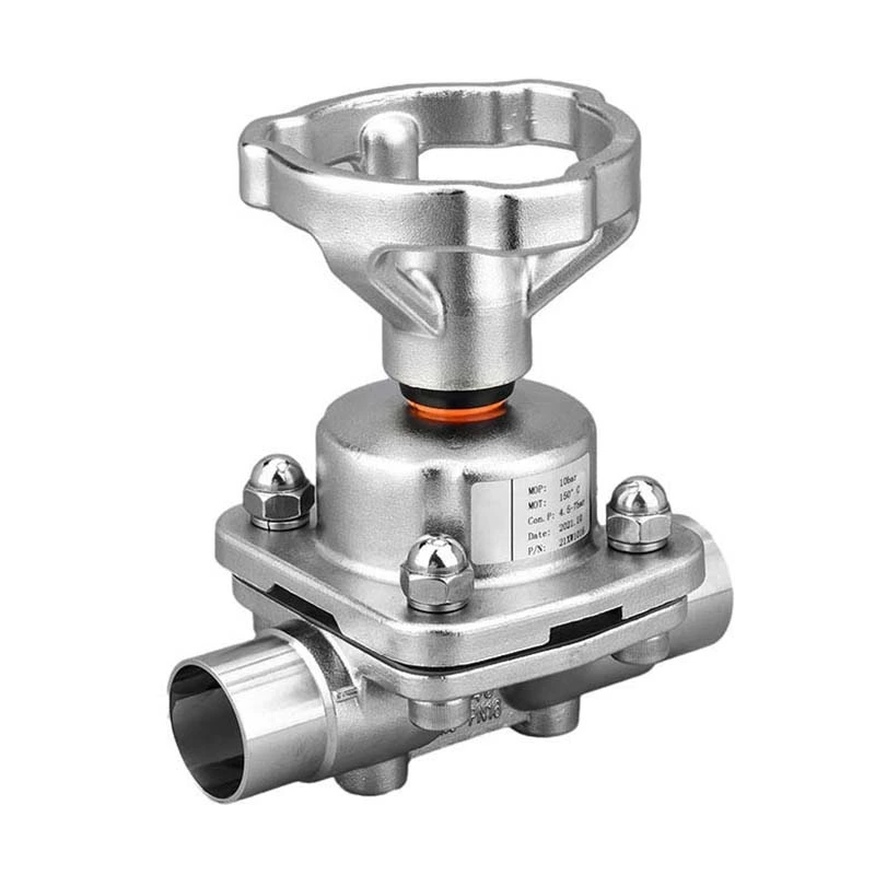 Sanitary Manual Welding Diaphragm Valve With Stainless Steel Handle Wheel