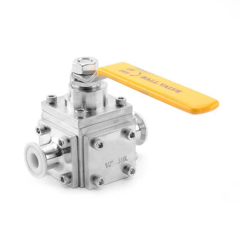 Sanitary Stainless Steel Tri Clamp PFA Lined Three Way Ball Valve