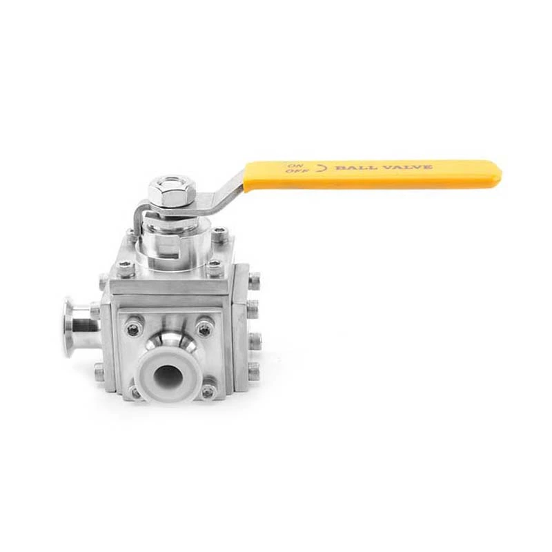 Sanitary Stainless Steel Tri Clamp PFA Lined Three Way Ball Valve