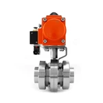 Sanitary Pneumatic Union Ends Butterfly Valve With Solenoid Valve