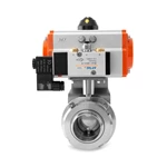 Sanitary Pneumatic Union Ends Butterfly Valve With Solenoid Valve